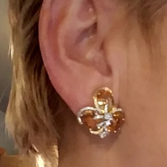 Citrine & Diamond Earrings - Picture 2 of 3
